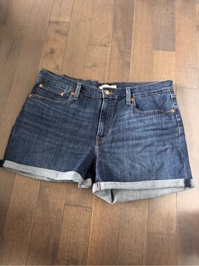 Levi's Dark Blue Rolled Hem Denim Shorts